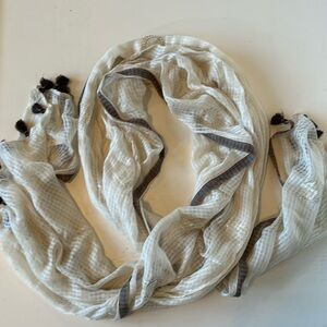 J.Jill India Scarf Tassels Gold Accents NWT